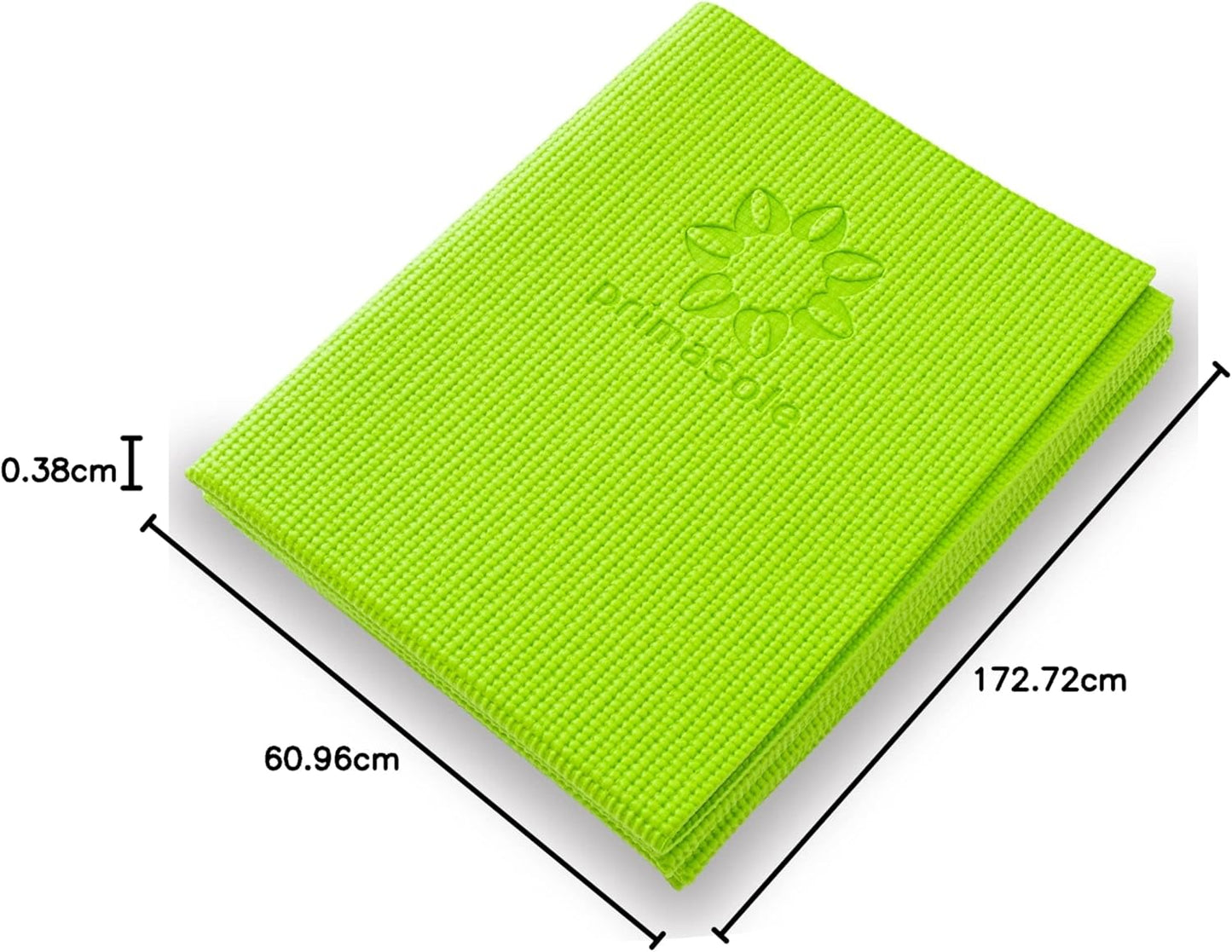 Primasole Folding Travel Yoga Mat Foldable light weight Easy to carry to Workout Fitness Class Beach Park Travel Picnics 4mm thick Lime Green Color PSS91NH028A