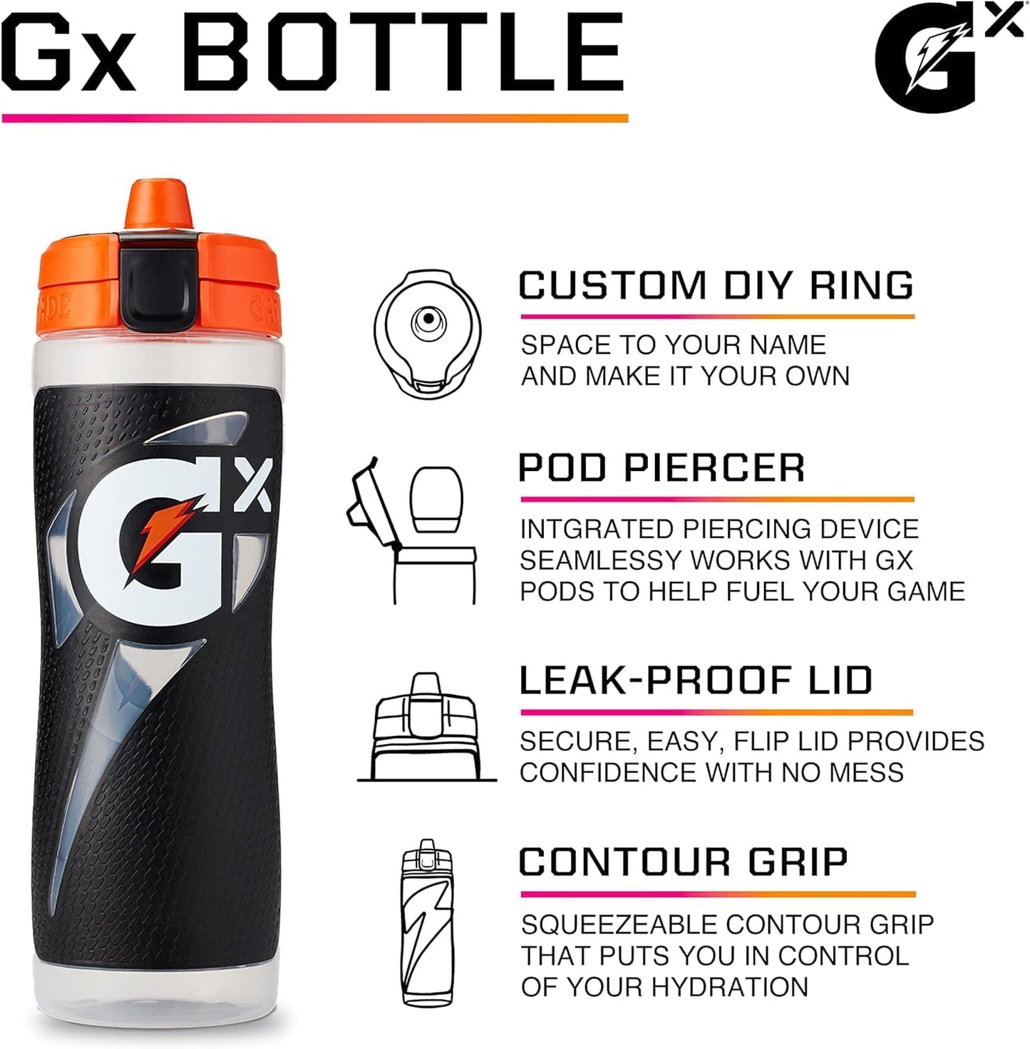Gatorade Kitchen Gx Bottle , Plastic, Red, 30oz