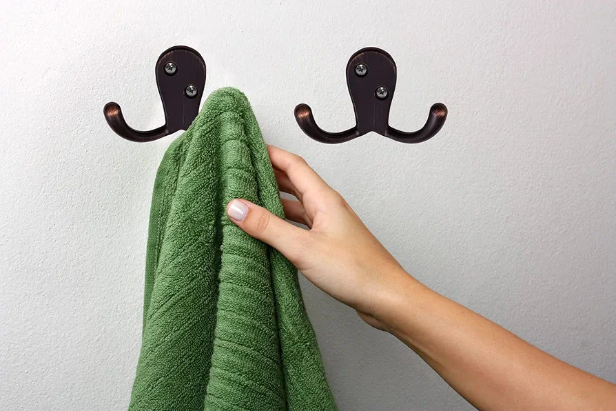 Oil Rubbed Bronze Wall-Mounted Double Hooks – 10 Pack for Coat, Hat, Towel & Robe