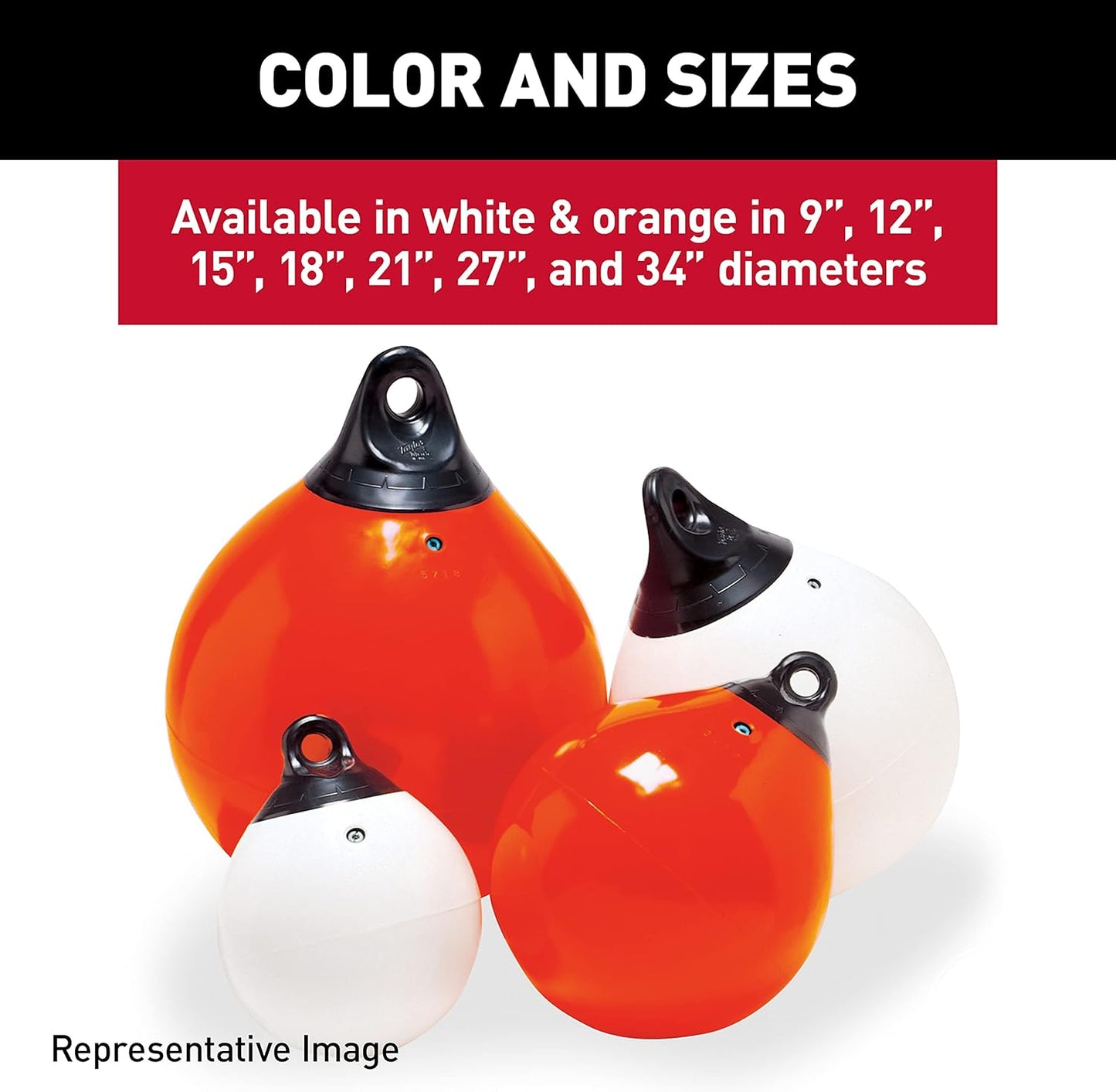 Taylor Made Products 61140 Tuff End Inflatable Vinyl Boat Buoy, Orange, 9 inch Diameter