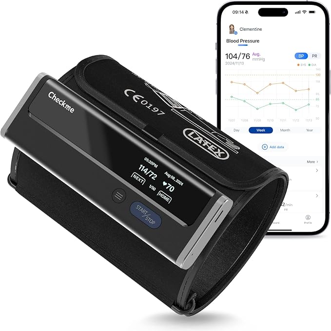 Checkme BP2A Blood Pressure Monitor for Home Use Upper Arm - Bluetooth BP Machine Cuff, Accurate Digital Readings in 30 Seconds, Unlimited Data Stored in App for iOS & Android, FSA/HSA Eligible