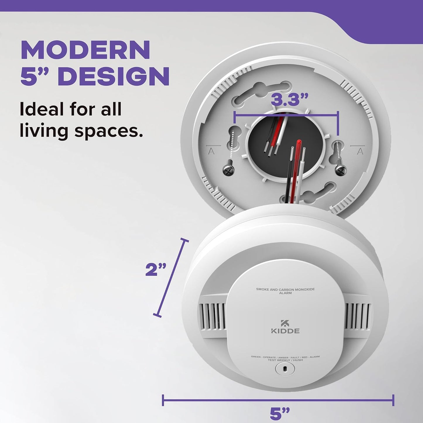 Kidde Smoke Detector, AA Battery Powered, LED Warning Light Indicators, 1 Pack, White, 30CUAR