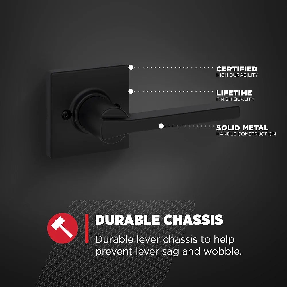 Closet and French Door Dummy Lever Handle, Single-Sided, Matte Black