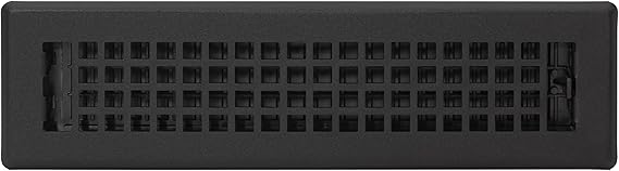 Grid Pattern Floor Register – 2" x 12" Black - Yalz Store