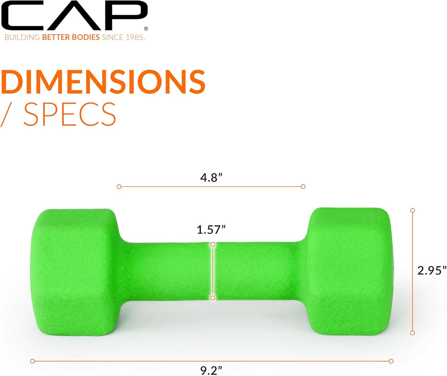 CAP Barbell Neoprene Dumbbell Weights, 8 lb Pair, Shamrock