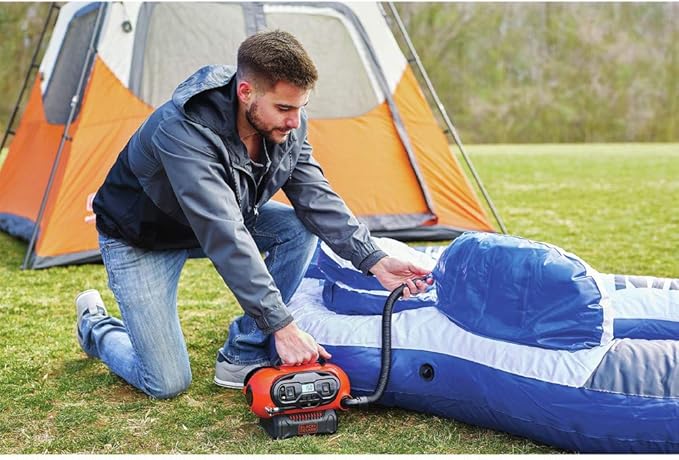 BLACK+DECKER 20V MAX* Inflator, Portable Air Compressor, 3 Modes: Cordless, 120V Corded, and 12V Car Adapter, Air Pump, Battery Sold Separately (BDINF20C)