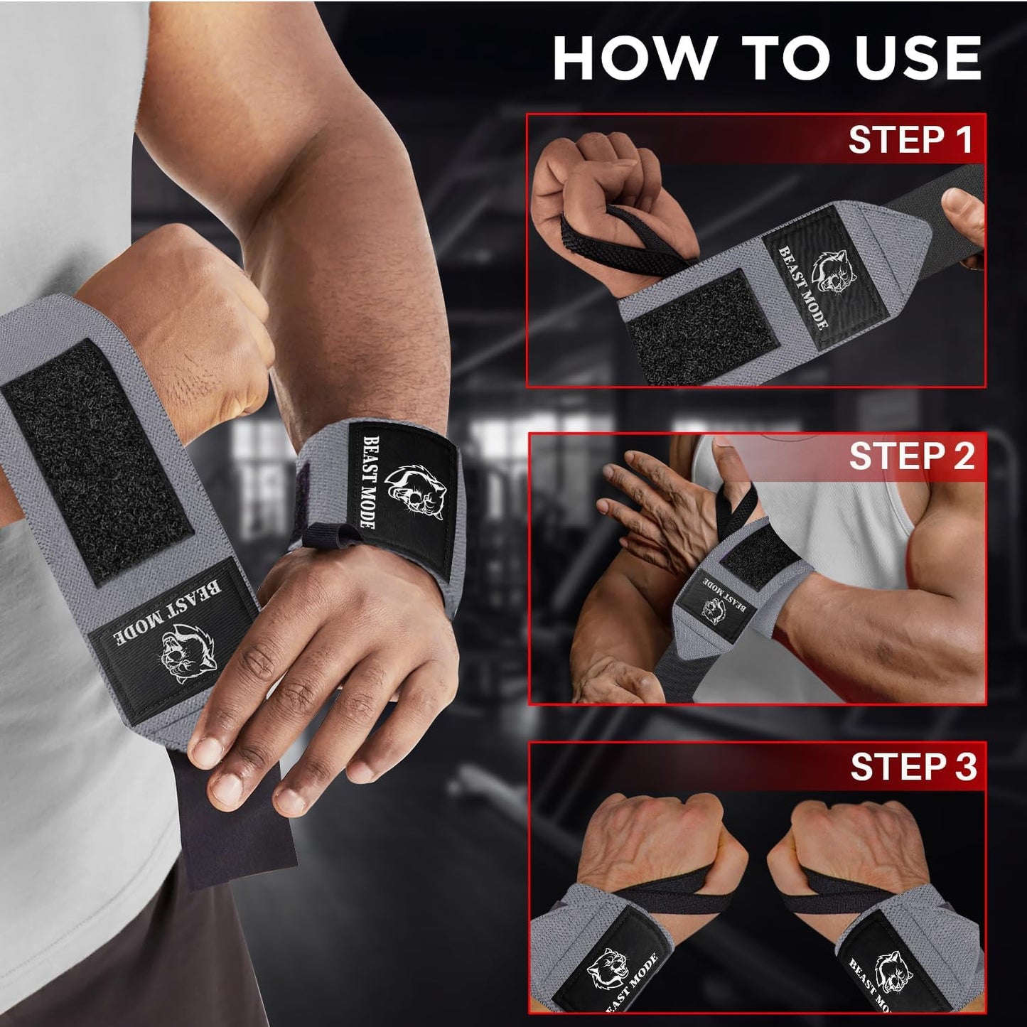 TECEUM Weightlifting Wrist Wraps with Thumb Loop â€“ Gray â€“ Queen of Lifts â€“ 18 inch â€“ Heavy-Duty Workout Wrist Support & Protection â€“ Ideal for Powerlifting, Strength Training, Bodybuilding