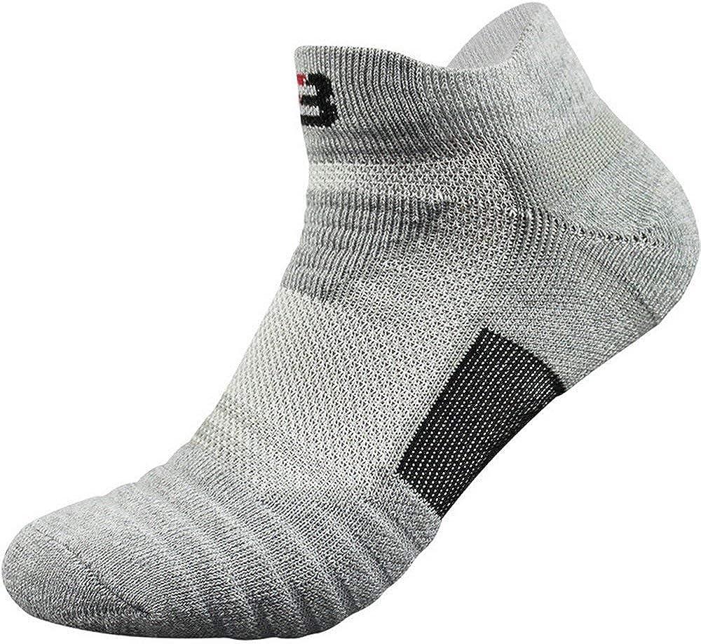 Men’s Athletic Compression Crew Socks – 6 Pack Breathable Ankle/Quarter Socks for Running, Basketball & Training – Grey, Medium - Yalz Store