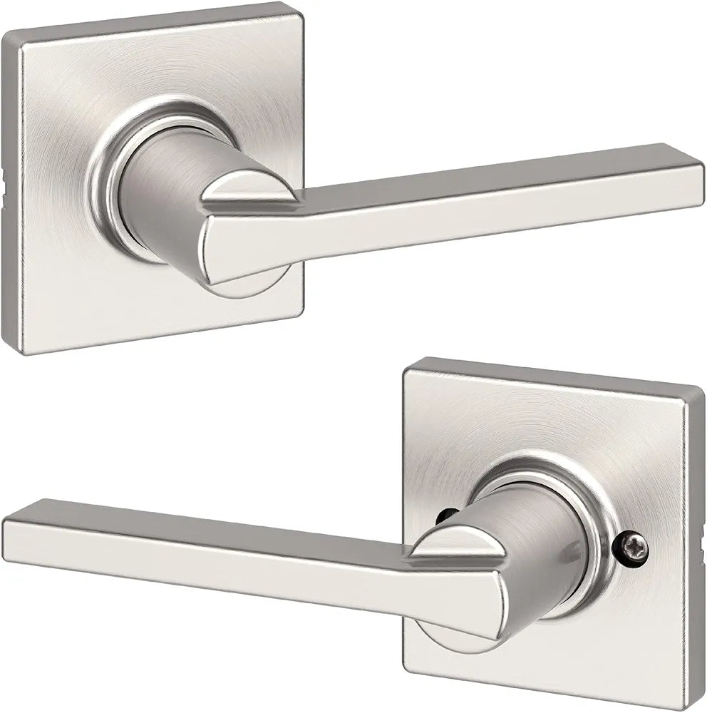 Interior Passage Door Lever Handle, Non-Locking Reversible Design, Satin Nickel Finish
