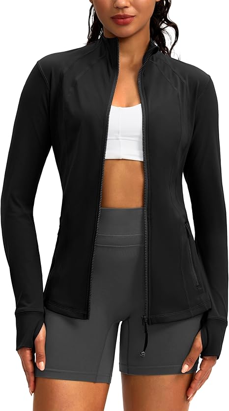G Gradual Women's Zip Up Workout Jackets with Pockets Slim Fit Cottony Soft Jacket for Running Athletic Yoga (Black,XL)