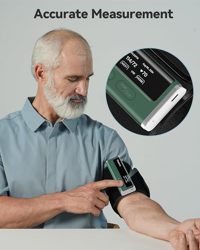 Checkme Blood Pressure Monitor for Home Use - Upper Arm Cuff, Bluetooth BP Machine, Accurate Readings in 30 sec, App Enabled for iOS & Android, Stores 50 BP Readings, FSA/HSA Eligible, Green