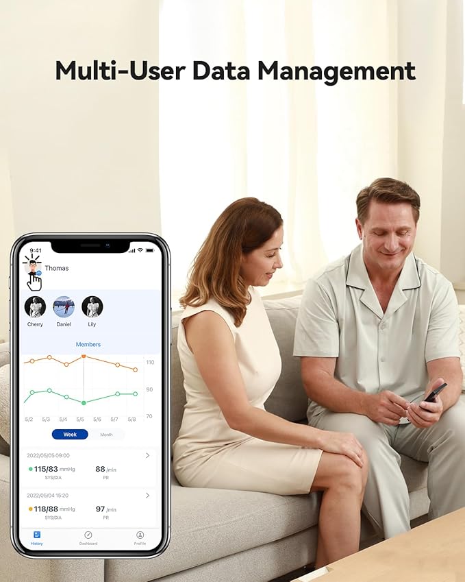 Checkme BP2A Blood Pressure Monitor for Home Use Upper Arm - Bluetooth BP Machine Cuff, Accurate Digital Readings in 30 Seconds, Unlimited Data Stored in App for iOS & Android, FSA/HSA Eligible