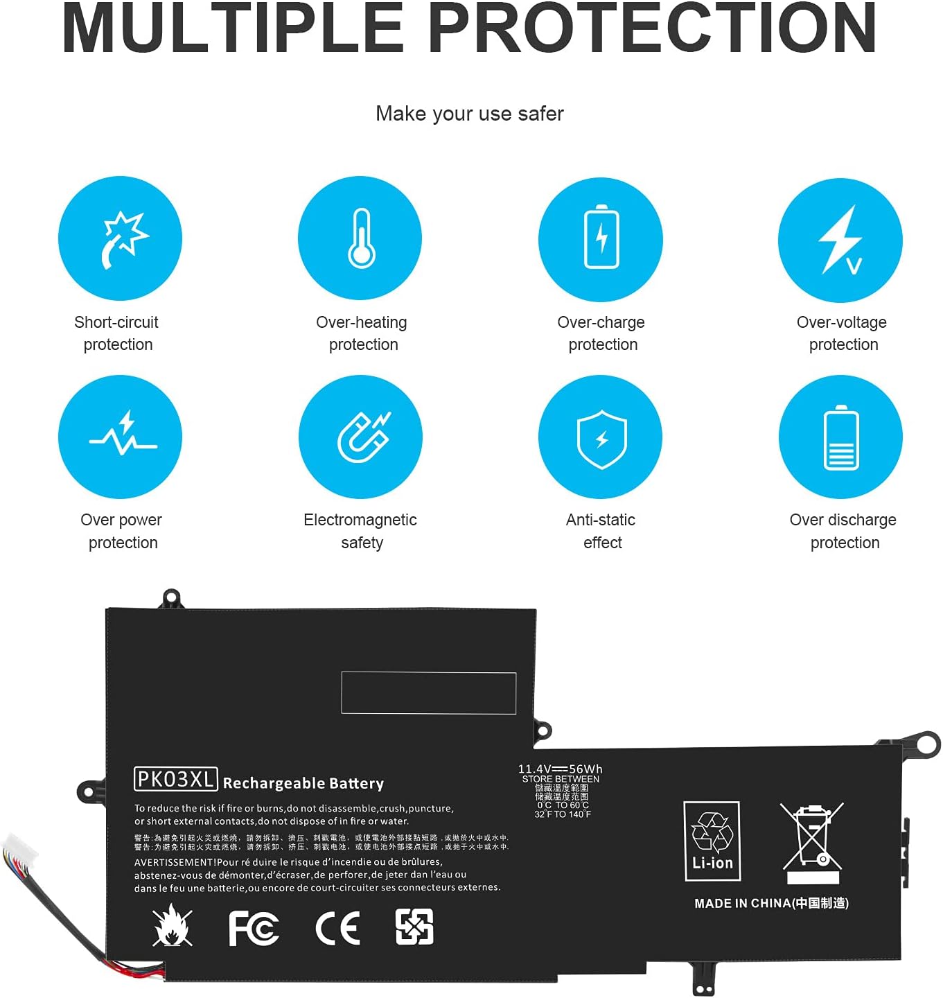 HP Spectre X360 Replacement Battery 11.4V 56Wh 3-Cell Li-ion for G1/G2 Series - Yalz Store