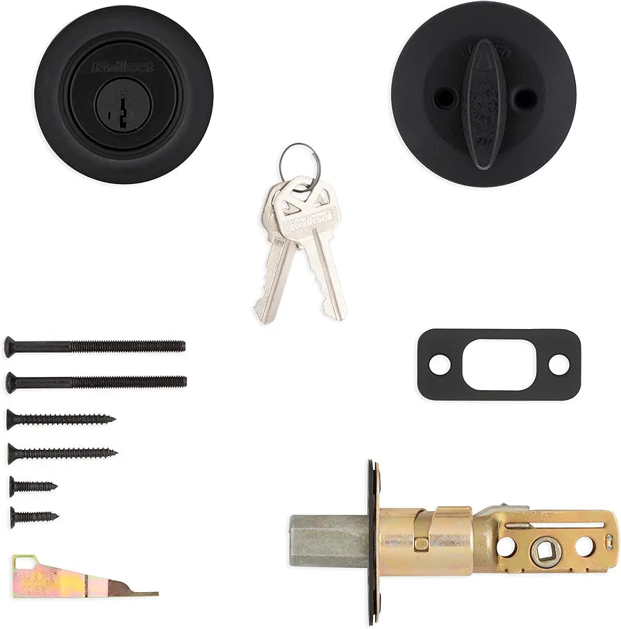 Generic Single Cylinder Deadbolt Lock – Matte Black Round Keyed Entry Door