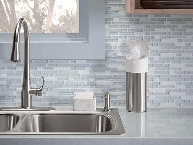 KOHLER 1895-C-CP Kitchen Sink Soap Dispenser with Contemporary Design, Store Liquid Soap, Dishwasher Liquid, or Hand Lotion, Polished Chrome, 16oz