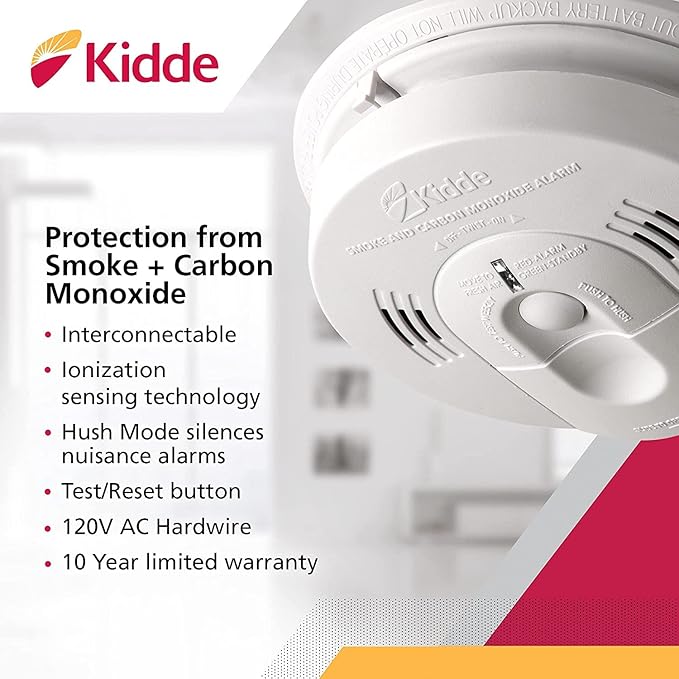 Kidde Hardwired Smoke & Carbon Monoxide Detector, AA Battery Backup Smoke Alarm, Interconnectable, LED Warning Light Indicators, 2 Pack