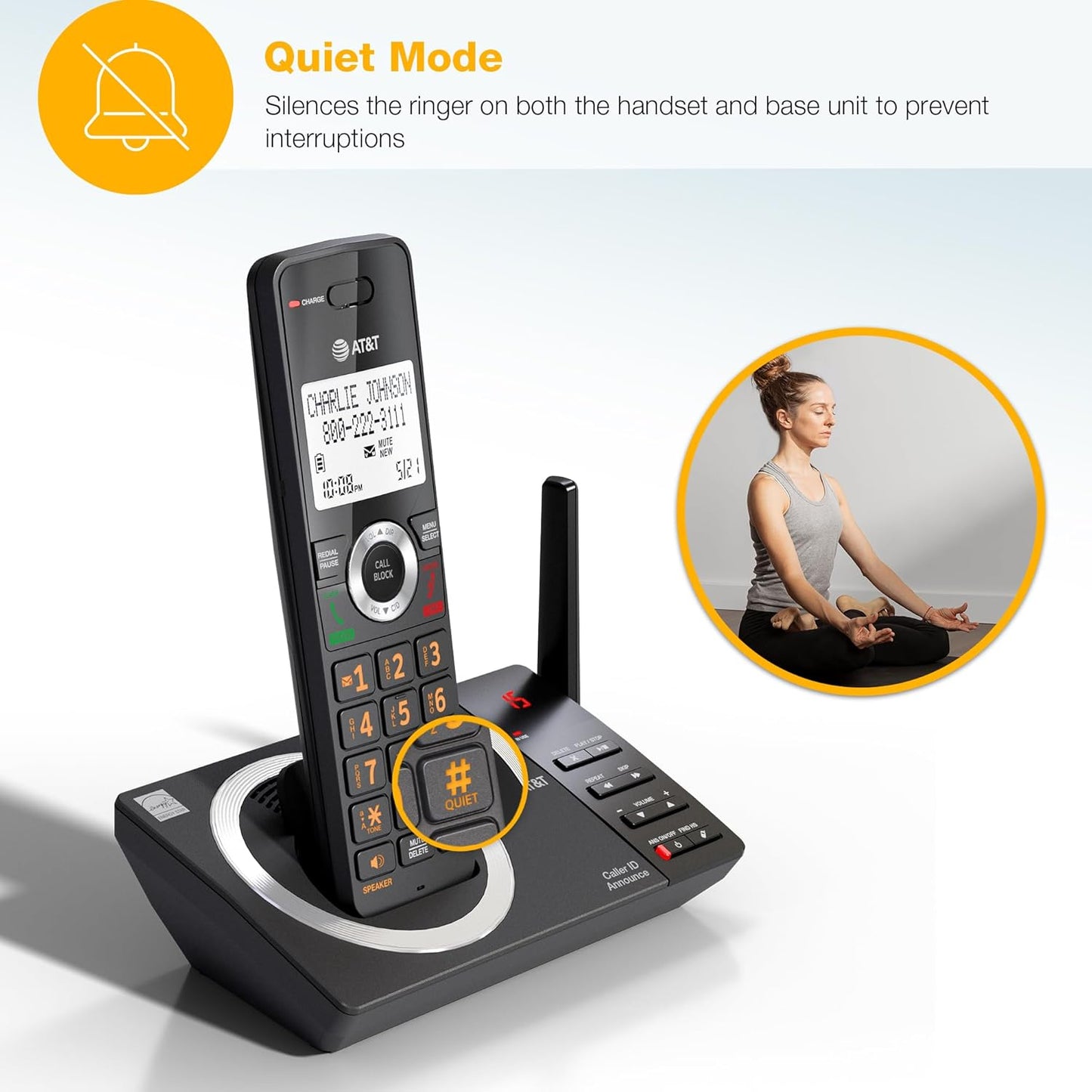 AT&T 4-Handset DECT 6.0 Expandable Cordless Home Phone with Large Display, Big Buttons, Answering Machine, Smart Call Blocker, Bluetooth Connect to Cell, Long Range, Caller ID, Speakerphone: DL72419