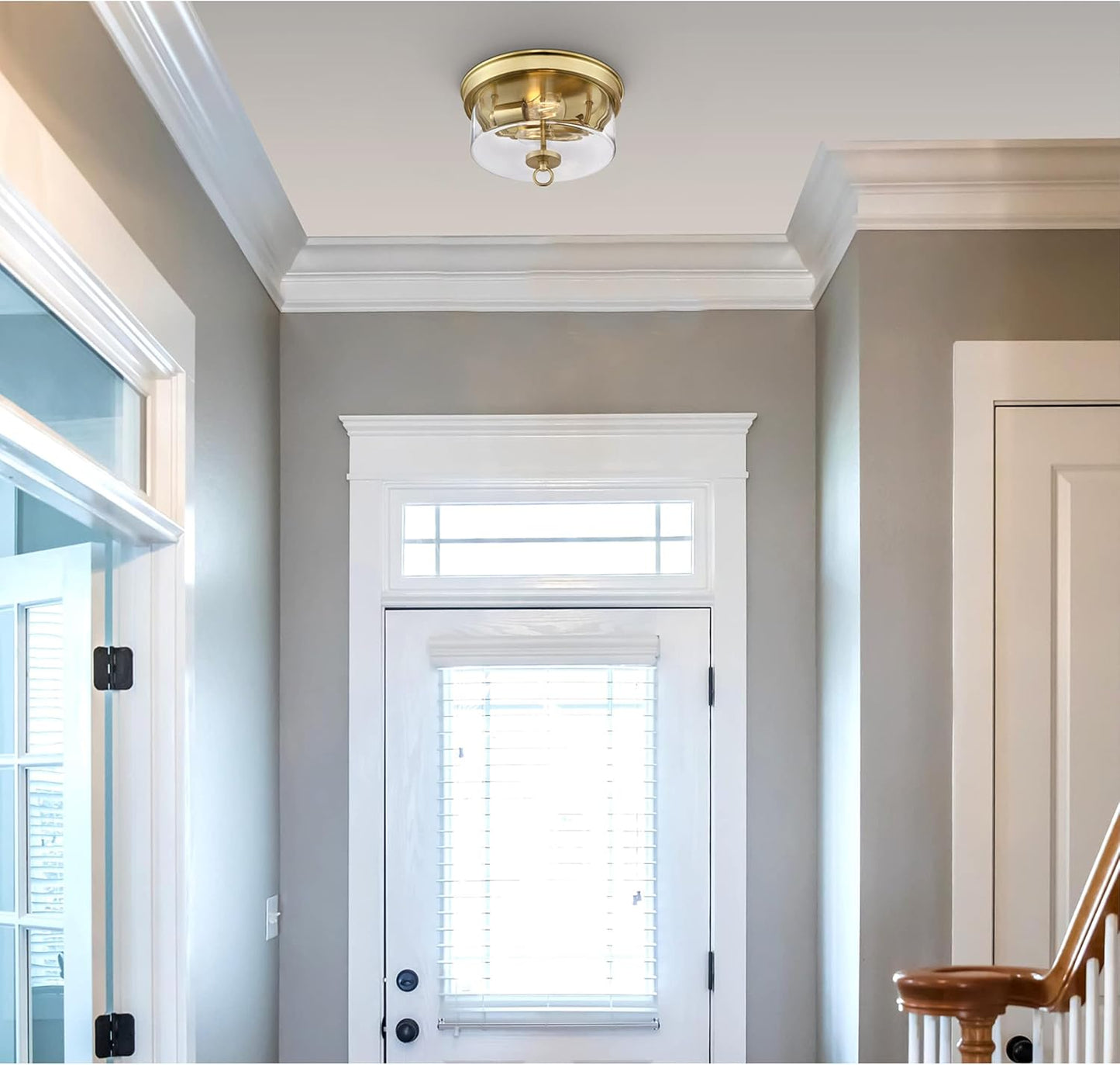 Westinghouse 6128600 Lebanon Transitional 12 Inch, Two Light Flush Mount Ceiling Fixture, Champagne Brass Finish, Clear Glass