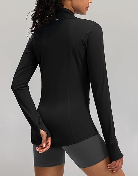 G Gradual Women's Zip Up Workout Jackets with Pockets Slim Fit Cottony Soft Jacket for Running Athletic Yoga (Black,XL)