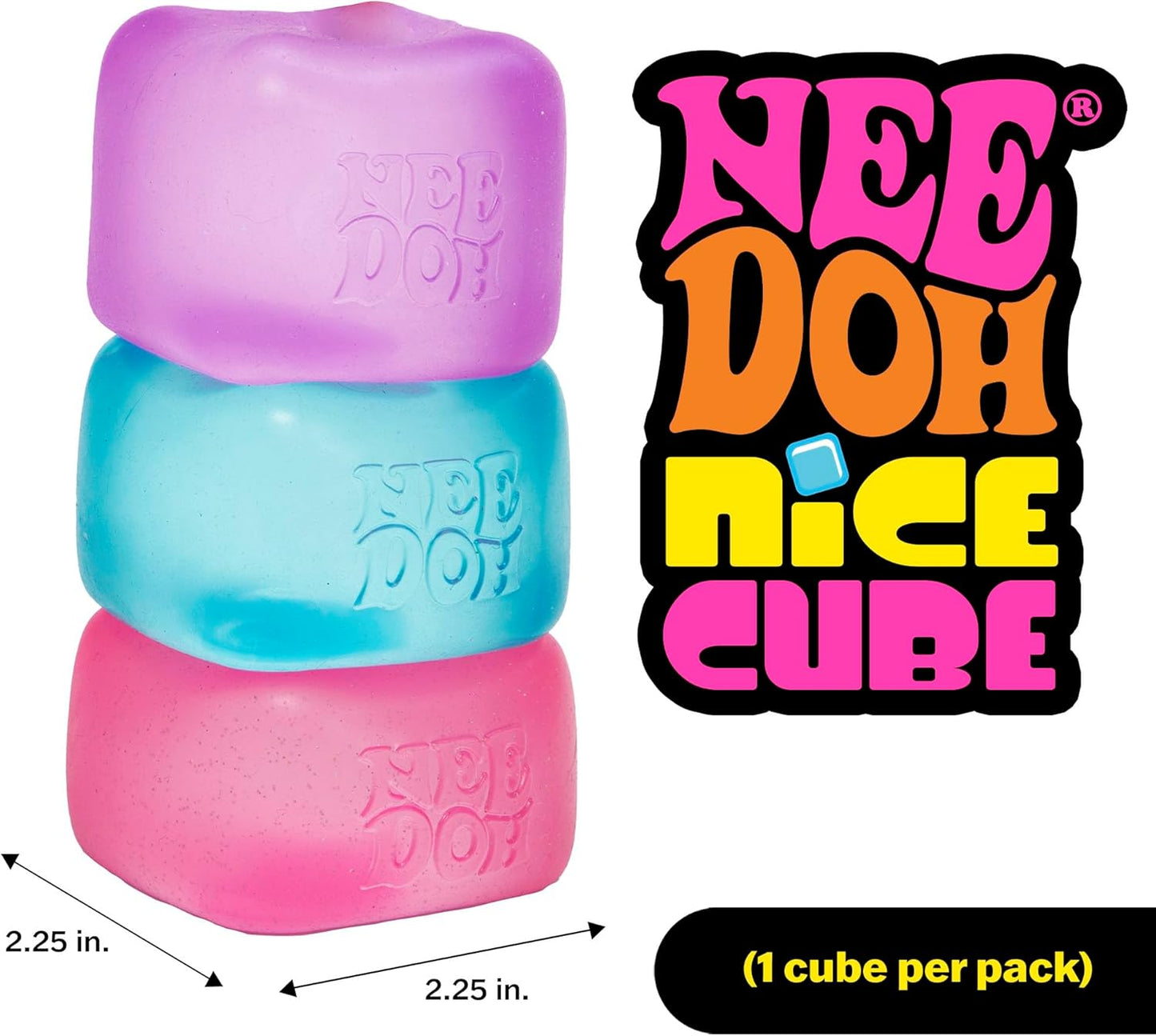 Sensory Squishy Cube Toy – Solid Stress Relief Fidget – 2.25" – Random Color