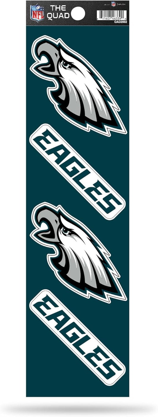 NFL Football Philadelphia Eagles 3" x 12" Quad Decal - (4) Decals
