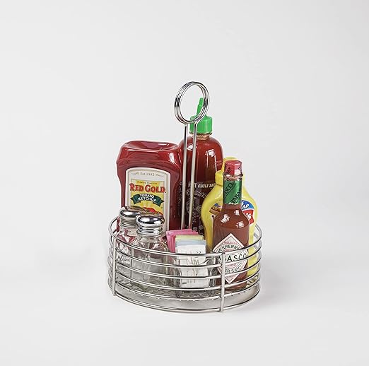 Stainless Steel Round Condiment Caddy with Handle - Yalz Store
