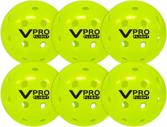 Vulcan | VPRO Flight Outdoor Pickleball | Official Ball of The PPA Tour & MLP | Hi-Vis Yellow | 6 Pack
