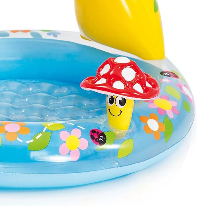 INTEX 57114EP Mushroom Baby Pool: Built-In Mushroom Shade â€“ Soft Inflatable Floor â€“ Durable Vinyl â€“ Ages 1-3 â€“ 40" x 35"