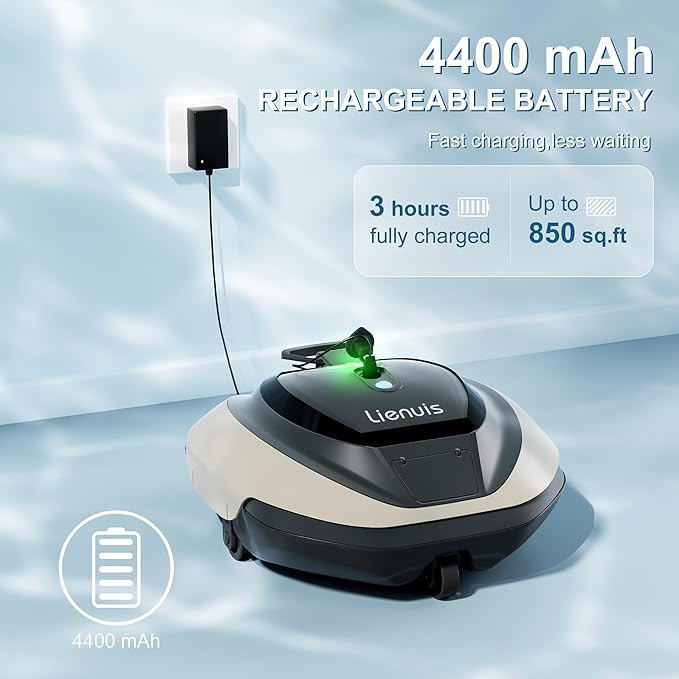 Cordless Robotic Pool Vacuum Cleaner - Powerful Suction & Transparent Design for Effortless Cleaning of Above Ground Pools up to 645 Sq. Ft