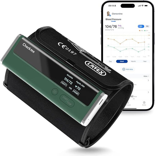 Checkme Blood Pressure Monitor for Home Use - Upper Arm Cuff, Bluetooth BP Machine, Accurate Readings in 30 sec, App Enabled for iOS & Android, Stores 50 BP Readings, FSA/HSA Eligible, Green
