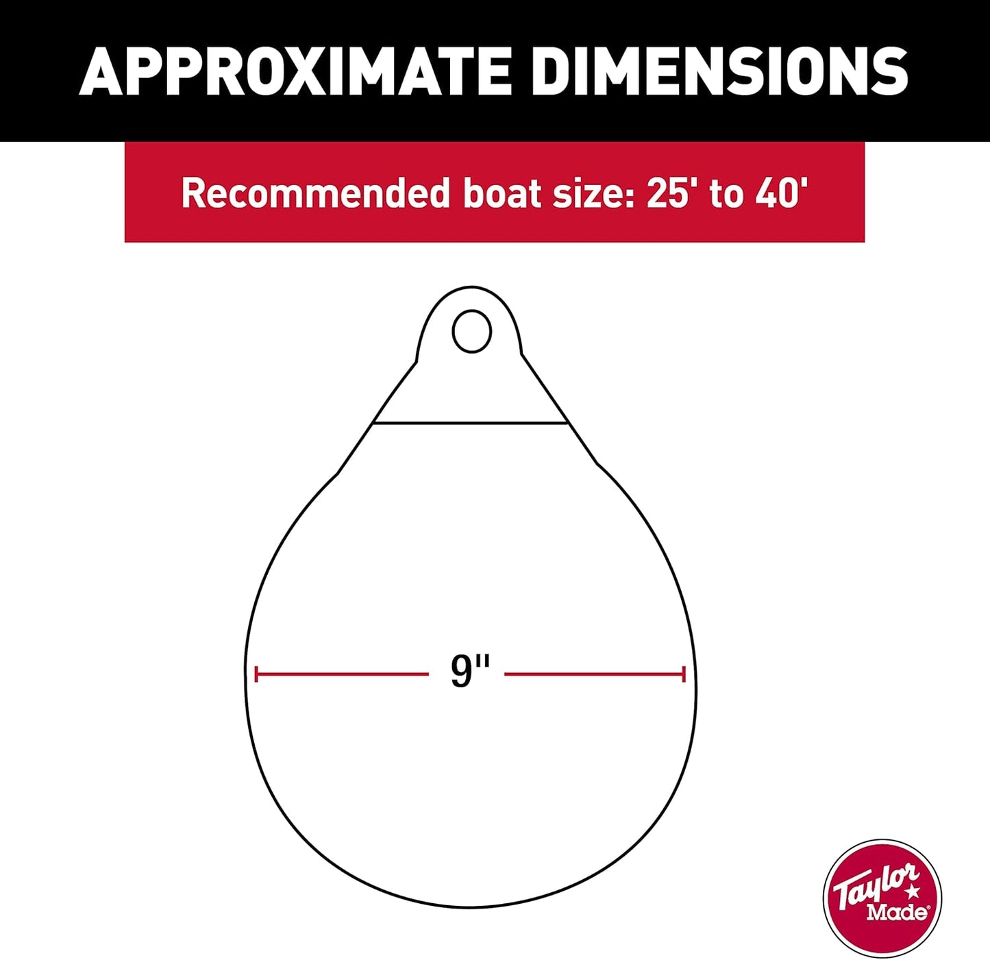 Taylor Made Products 61140 Tuff End Inflatable Vinyl Boat Buoy, Orange, 9 inch Diameter