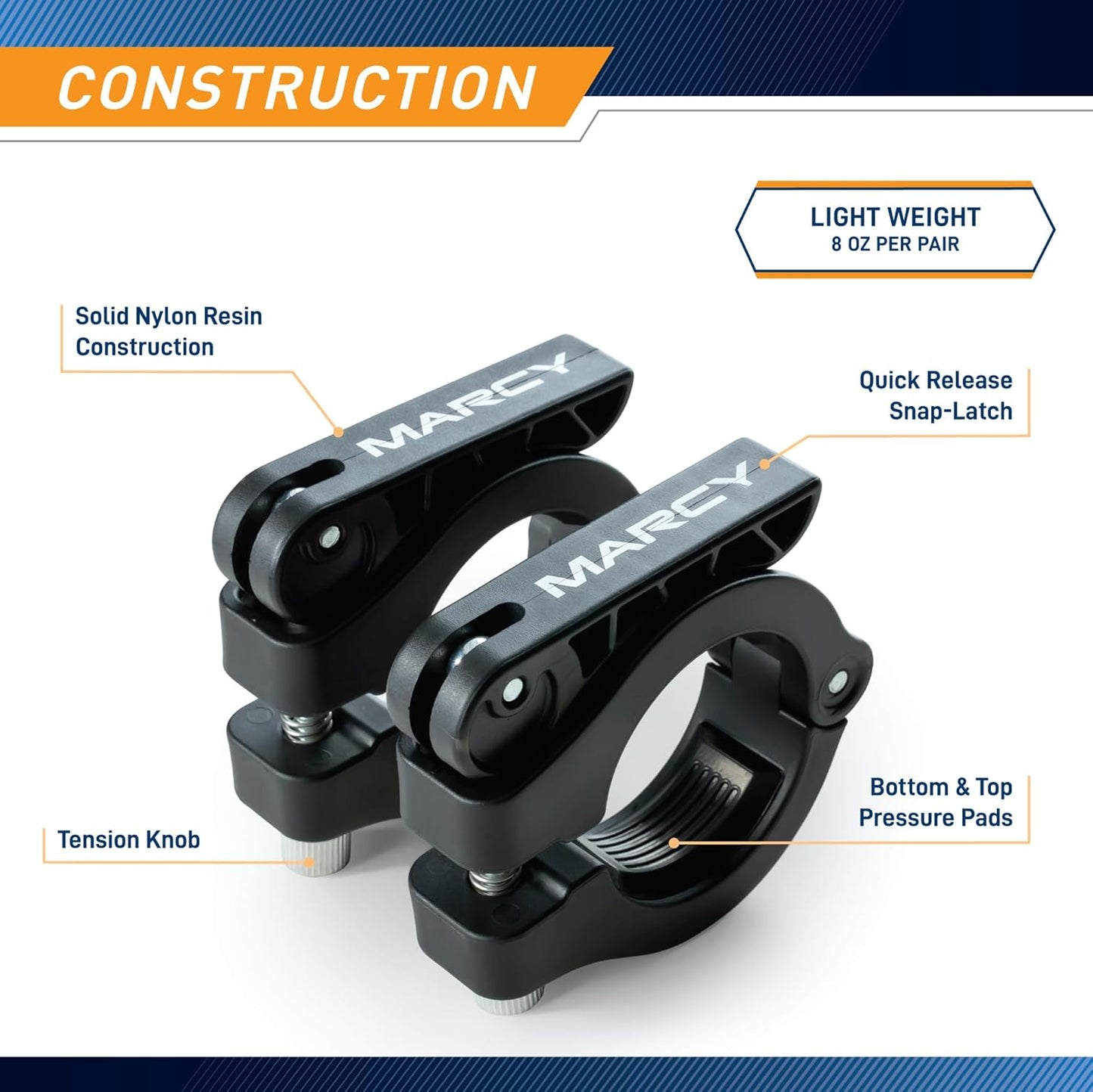 Marcy Adjustable Nylon Resin Olympic (2-inch) Barbell Lock Collar Clips with Quick Release Latch for Weight Training & Fitness Training, Black, OBC-8BK
