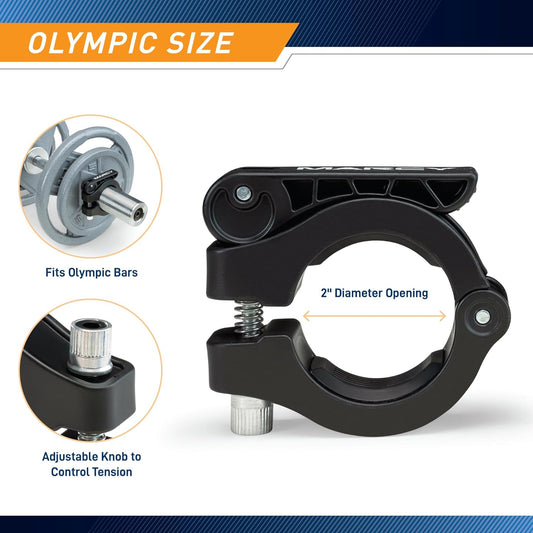 Marcy Adjustable Nylon Resin Olympic (2-inch) Barbell Lock Collar Clips with Quick Release Latch for Weight Training & Fitness Training, Black, OBC-8BK