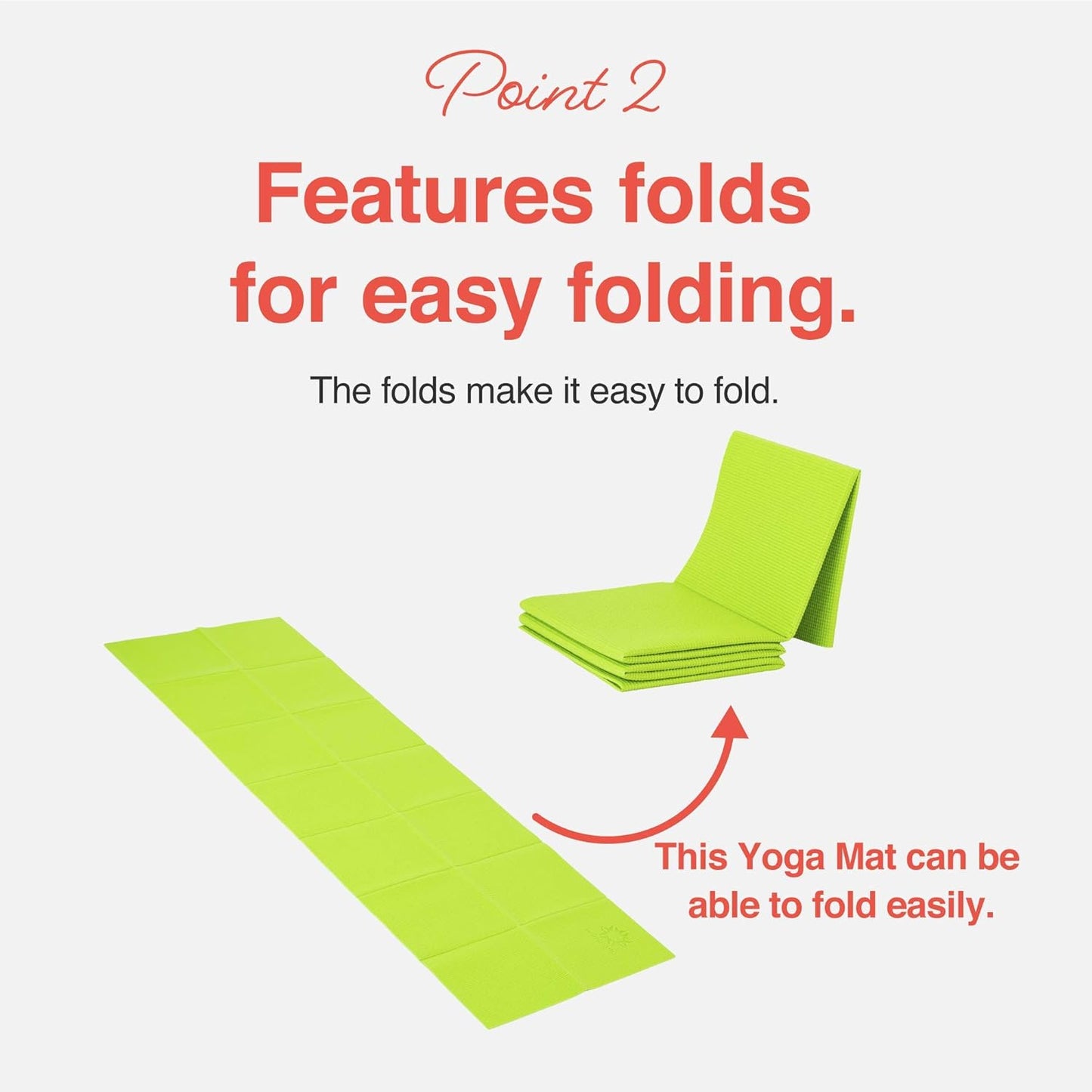 Primasole Folding Travel Yoga Mat Foldable light weight Easy to carry to Workout Fitness Class Beach Park Travel Picnics 4mm thick Lime Green Color PSS91NH028A