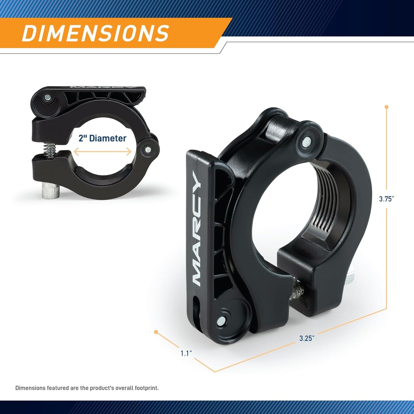 Marcy Adjustable Nylon Resin Olympic (2-inch) Barbell Lock Collar Clips with Quick Release Latch for Weight Training & Fitness Training, Black, OBC-8BK