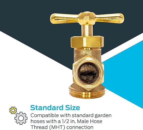 1/2-Inch MIP Heavy-Duty Brass Hose Bibb – Outdoor Garden Spigot with T-Handle