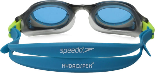 Speedo Unisex-child Swim Goggles Hydrospex Ages 6-14, Grey/Blue