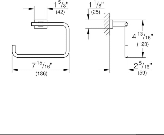 Grohe 40510001 Essentials Cube Metal 7.48-in. Towel Ring, Starlight Chrome