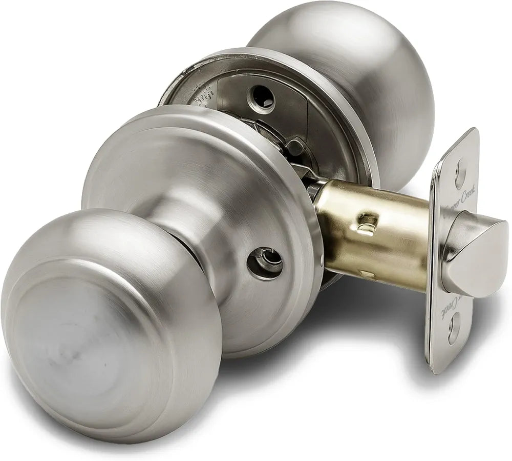 Residential Passage Door Knob, Reversible Design, Satin Stainless Finish