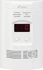 Kidde Carbon Monoxide Detector, Propane, Natural, Methane, & Explosive Gas Alarm, Plug-In Wall with 9-Volt Battery Backup, Digital LED Display