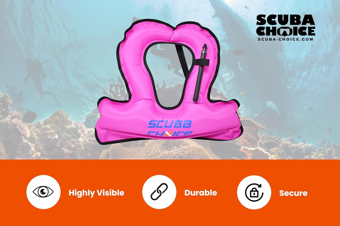 Scuba Choice Kid's Snorkel Vest with Name Box, Purple â€“ Lightweight Adjustable Vest for Kids Up to 100 lbs with Easy Oral Inflator and Anti-Ride-Up Strap for Comfort and Safety