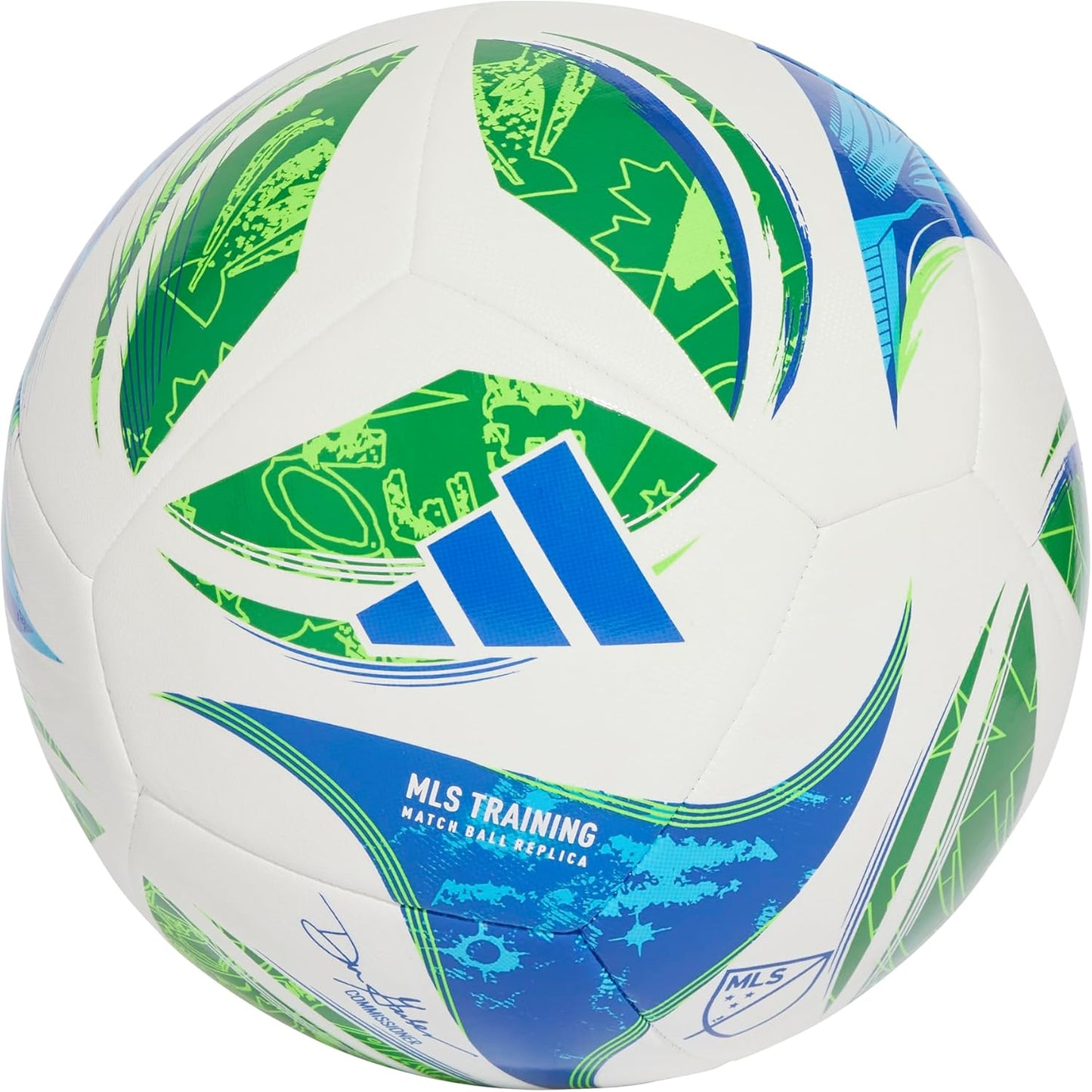 adidas Unisex-Adult MLS Training Soccer Ball,White/Green/Glory Blue/Solar Blue,4