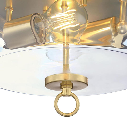 Westinghouse 6128600 Lebanon Transitional 12 Inch, Two Light Flush Mount Ceiling Fixture, Champagne Brass Finish, Clear Glass