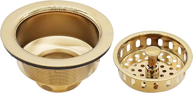 Westbrass D214-01 3-1/2" Post Style Large Kitchen Sink Basket Strainer, 1-Pack, Polished Brass