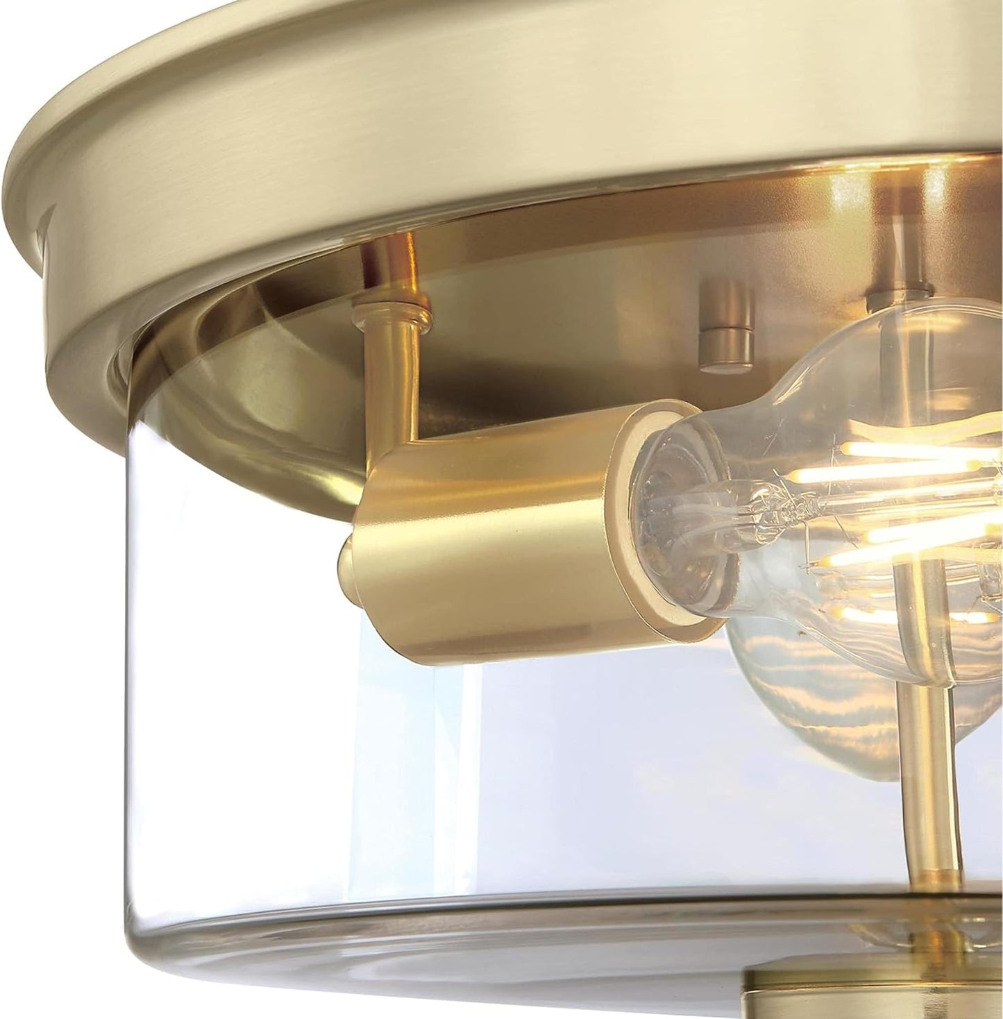 Westinghouse 6128600 Lebanon Transitional 12 Inch, Two Light Flush Mount Ceiling Fixture, Champagne Brass Finish, Clear Glass