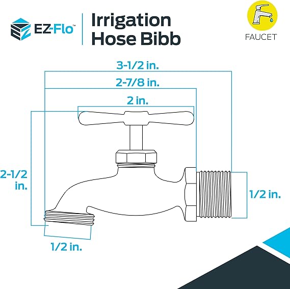 1/2-Inch MIP Heavy-Duty Brass Hose Bibb – Outdoor Garden Spigot with T-Handle