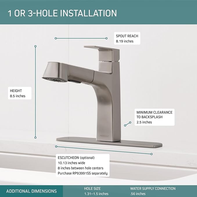 Peerless Xander Pull Out Kitchen Sink Faucet with Pull Out Sprayer, Stainless P6919LF-SS