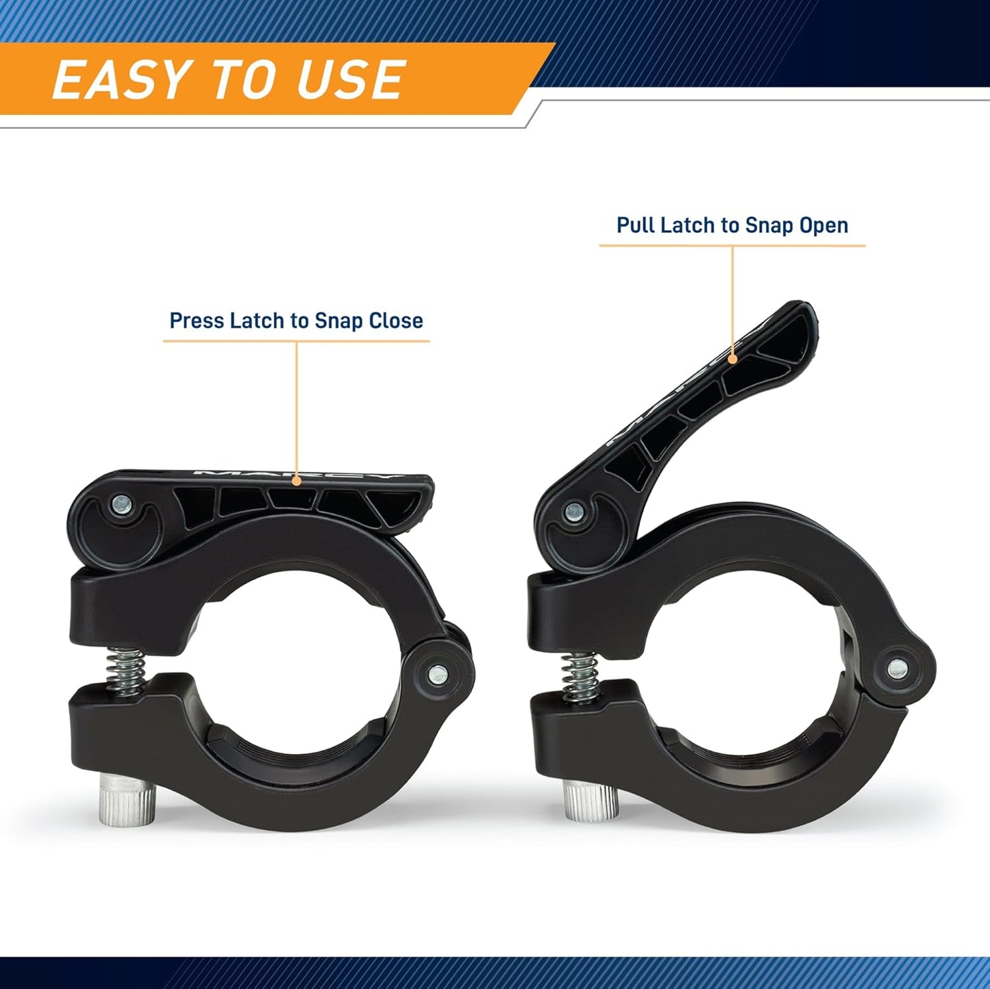 Marcy Adjustable Nylon Resin Olympic (2-inch) Barbell Lock Collar Clips with Quick Release Latch for Weight Training & Fitness Training, Black, OBC-8BK