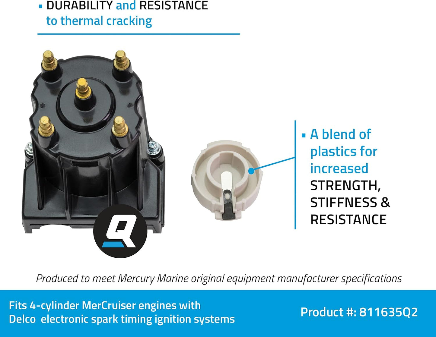 Quicksilver 811635Q2 Distributor Cap Kit for Select Marinized 4-Cylinder Engines by General Motors with Delco EST Ignition Systems
