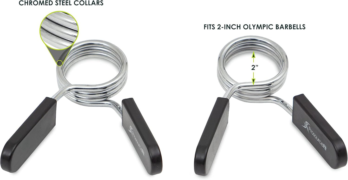 ProsourceFit Olympic Barbell Spring Clip Collar 2-inch Pair with Easy-Grip Handles for Weightlifting,Powerlifting and Strength Training